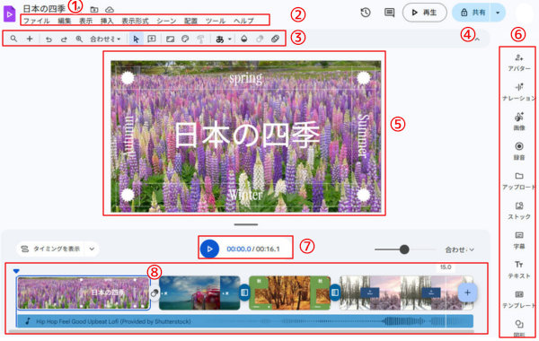 動画編集画面の構成